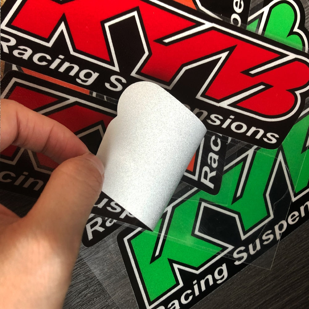 Reflective KYB Dirt Bike Racing Suspension Decal The Maniac Garage