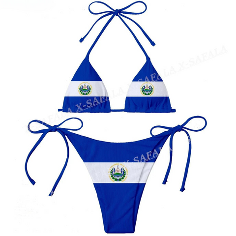 Beachside Salvadorian National Pride String Bikini Set