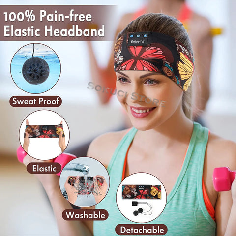 SonicSport Floral: Wireless Dynamic Bluetooth 5.1 Sweat-proof Headband