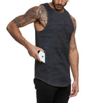 Camouflage Fitness Training Sports Top w/Pocket for Men