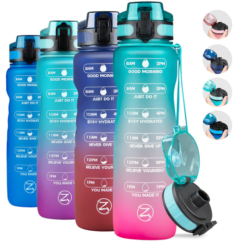 32oz Outdoor Sports Fitness Hydration Water Bottle w/ Time Marker