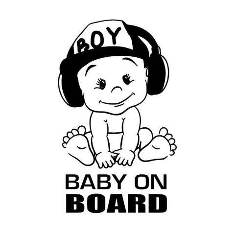 Warning BABY ON BOARD Cute Boy Window Decals 18cm*12cm