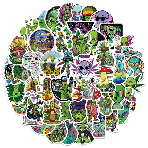 25/50PCS Little Green Men Character Stickers
