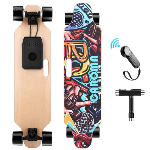 350Wx2 Electric Dual-Motor Graffiti Longboard w/Remote Control