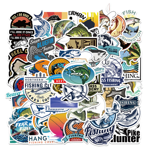 25/50PCS Bass Scout Fisherman Badge Sticker Collection
