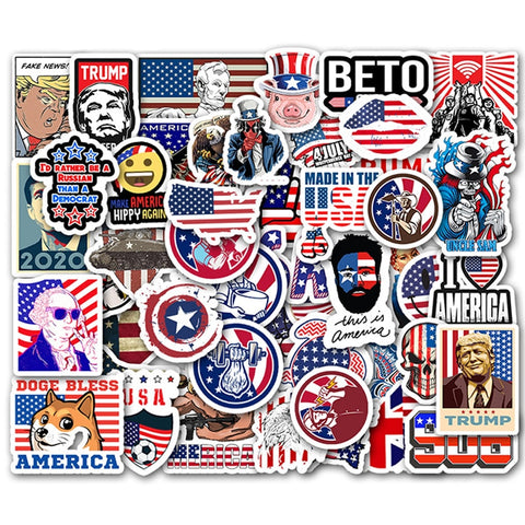 50Pcs Star Spangled Scrapbook Stickers