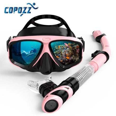 COPOZZ Adult Scuba Diving Anti-Fog Snorkeling Mask Set w/Adjustable Strap